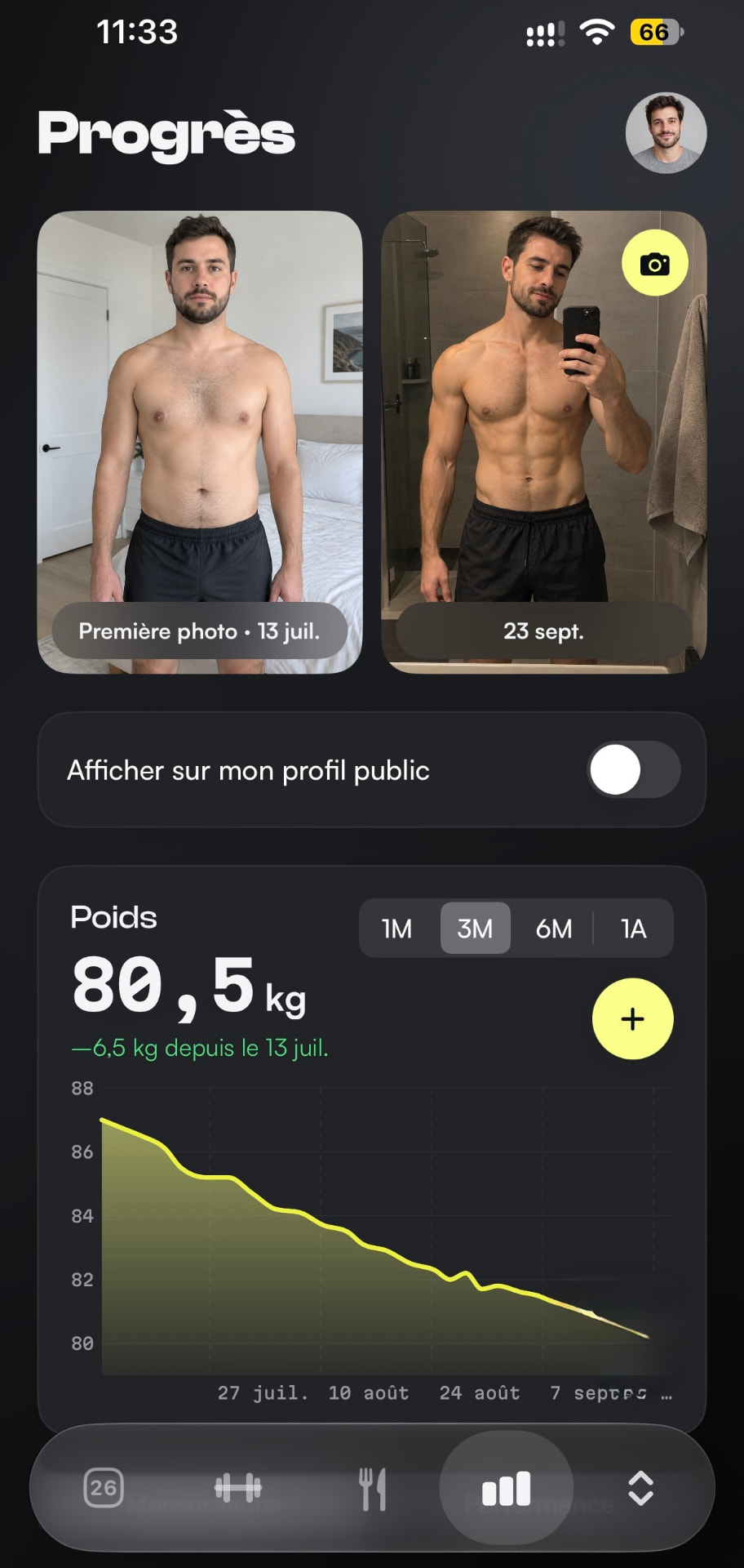 Suivi de la progression et gamification dans l'application Athly